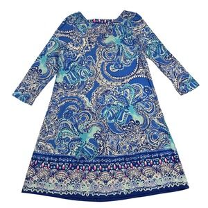 Lilly Pulitzer Legga Sea Ophelia Blue Engineered Swing Dress Size S